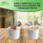 EcoQuality [25 Count] 8 oz Disposable White Paper Soup Containers - Half Pint Ice Cream Containers, Frozen Yogurt Cups, Restaurant, Microwavable, Take Out, to Go Deli Containers, Recyclable