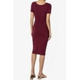thumbnail image 2 of TheMogan Robe Midi Moulante en Jersey de Coton Extensible à Manches Courtes pour Femmes, 2 of 6