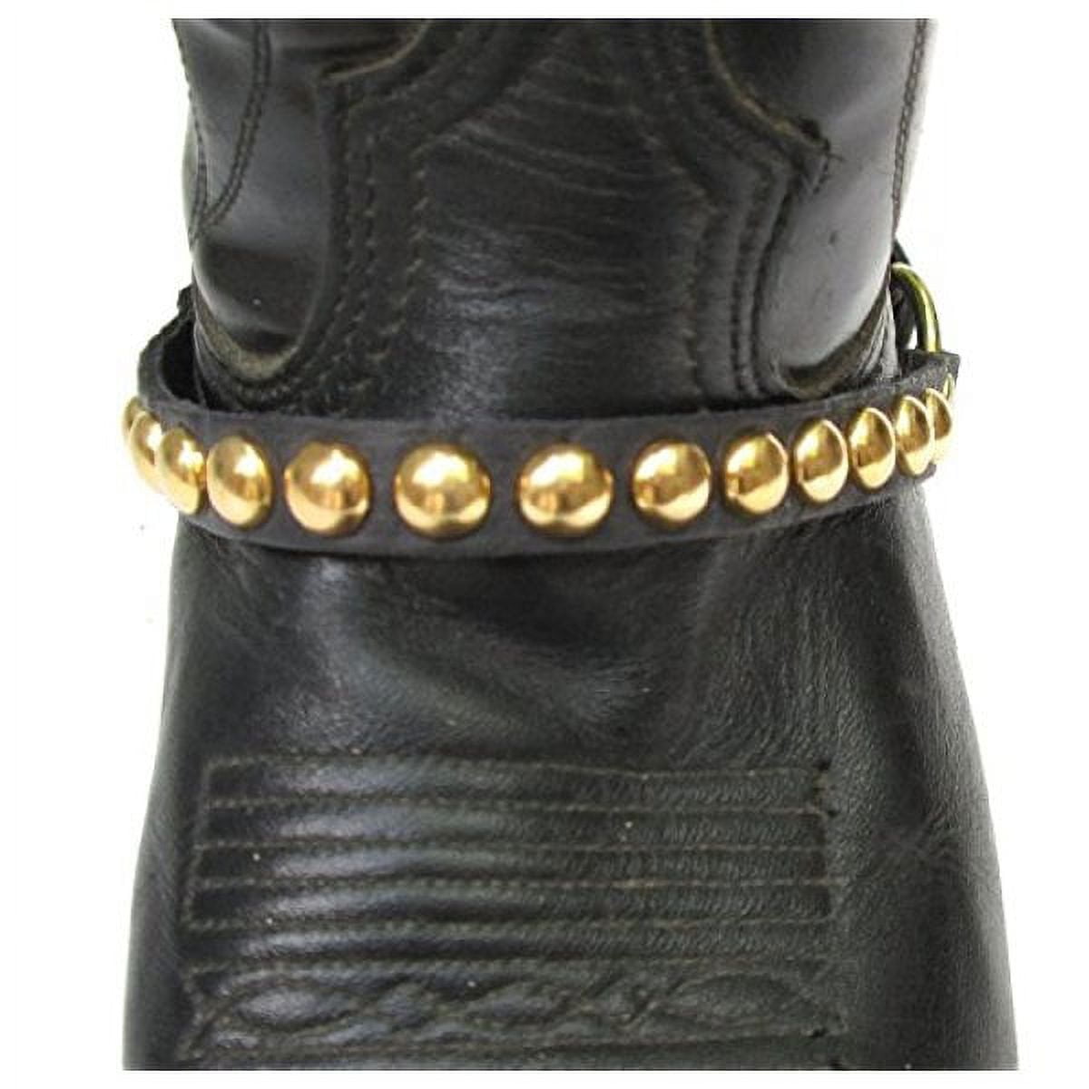 Western Cowboy Cowgirl Boot Chains Black Leather with Gold Studs Walmart