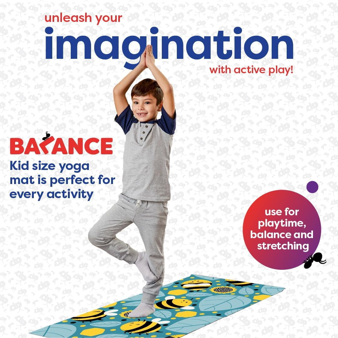 Antsy Pants Kids Yoga Mat - Yoga Mat for Kids, Yoga Mats for Home Workout, Travel Yoga Mat, Yoga Mat Non Slip, 60” x 24”, 3mm Free of Toxic Phthalates, Bumble Bee