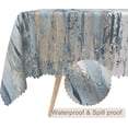 thumbnail image 2 of 60x84inches Modern Aesthetic Stripe Tablecloth Gray Blue Brown Contemporary Abstract Painting Fabric Table Cloth Waterproof and Stain Resistant Table Cover for Kitchen Dining Room Home Decor, 2 of 7