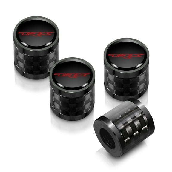 iPick Image for RAM 1500 TRX in Black on Real Carbon Fiber Barrel Black Aluminum Tire Valve Stem Caps, Official Licensed