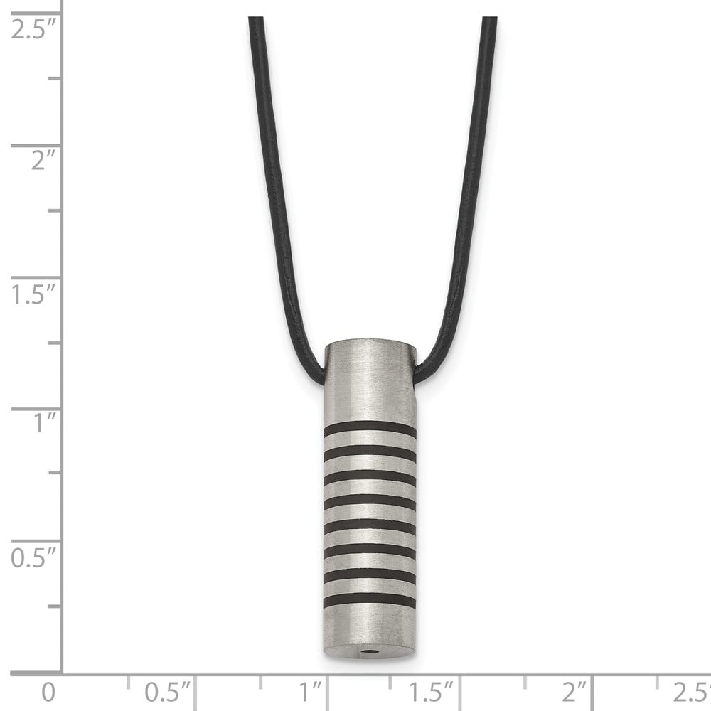 White Stainless Steel necklace Cord & Leather Men's 18 in 2 mm