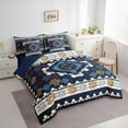 thumbnail image 3 of Feelyou Fashion Aztec Twin Bedding Sets 7pcs, Navy Damask Triangle Bedding Comforter Set, 3 of 8