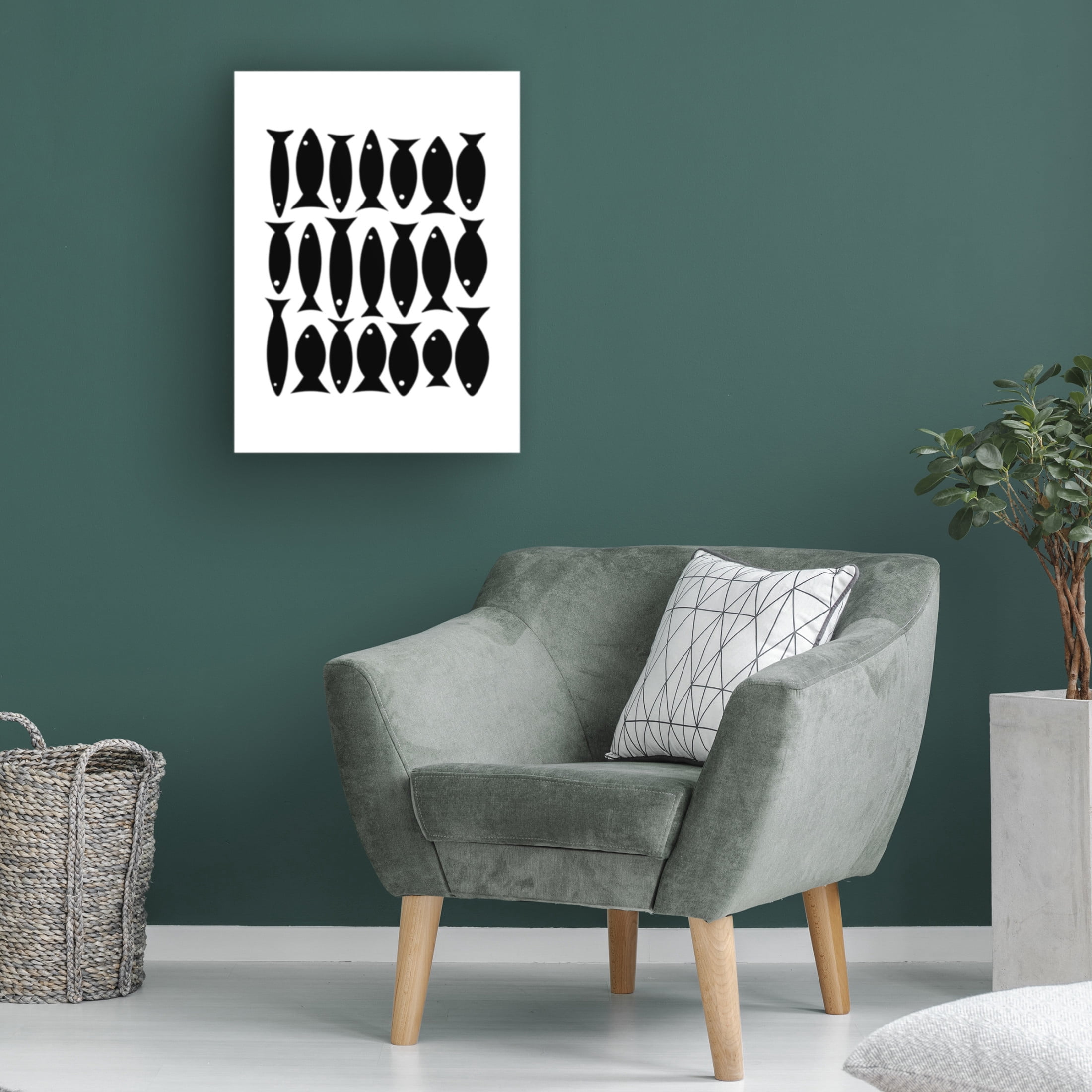 Canvas Wall Art - Tom Quartermaine 'Black and White Abstract Fish A' Wall Art for Living Room, Bedroom, or Office Décor by Trademark Fine Art - 14 x 19 Inches