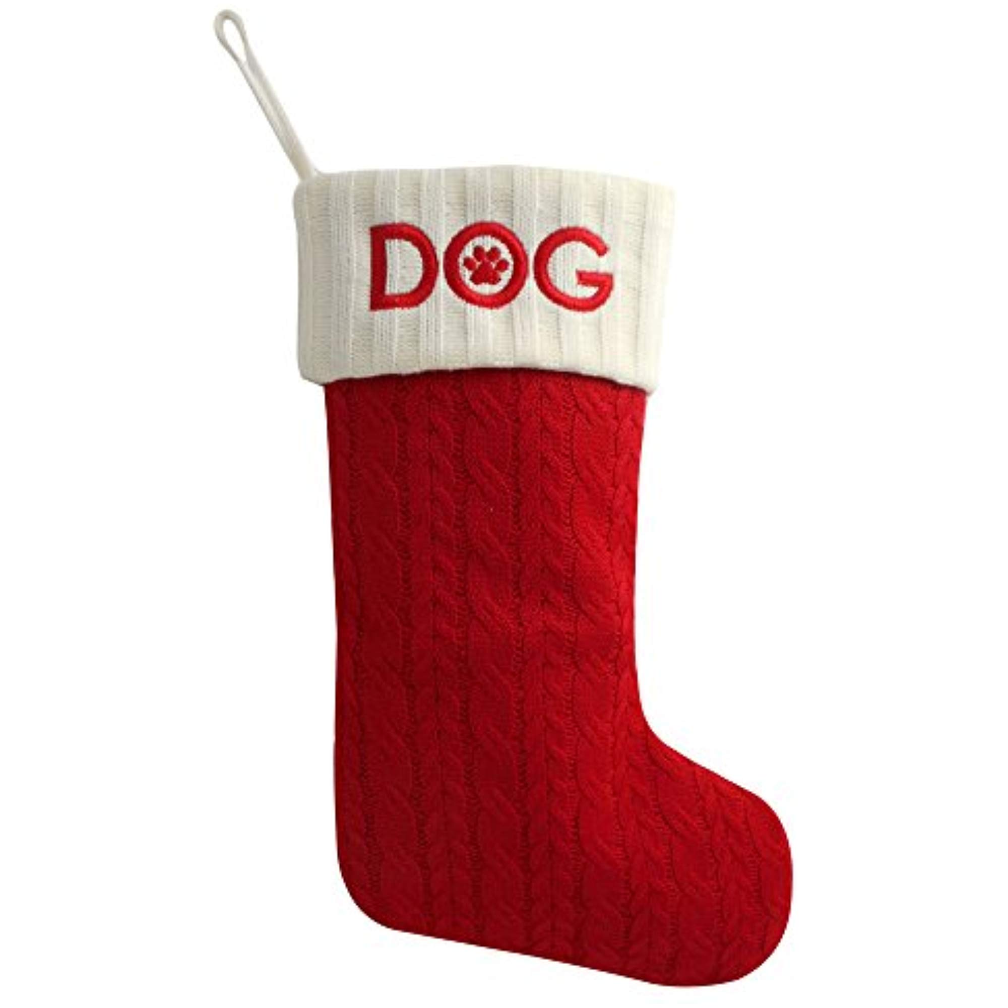Paw Print Plush Christmas Stocking 19 Inch Animal Pet New Dog Red