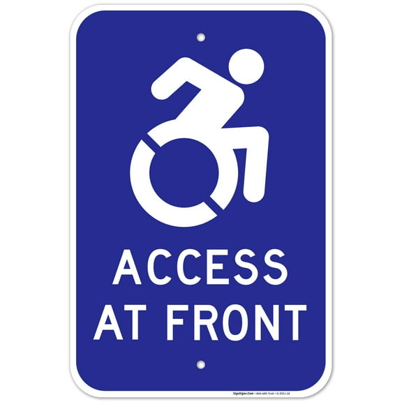New York Handicap Parking Sign, Access At Front Sign, 12x18 Aluminum