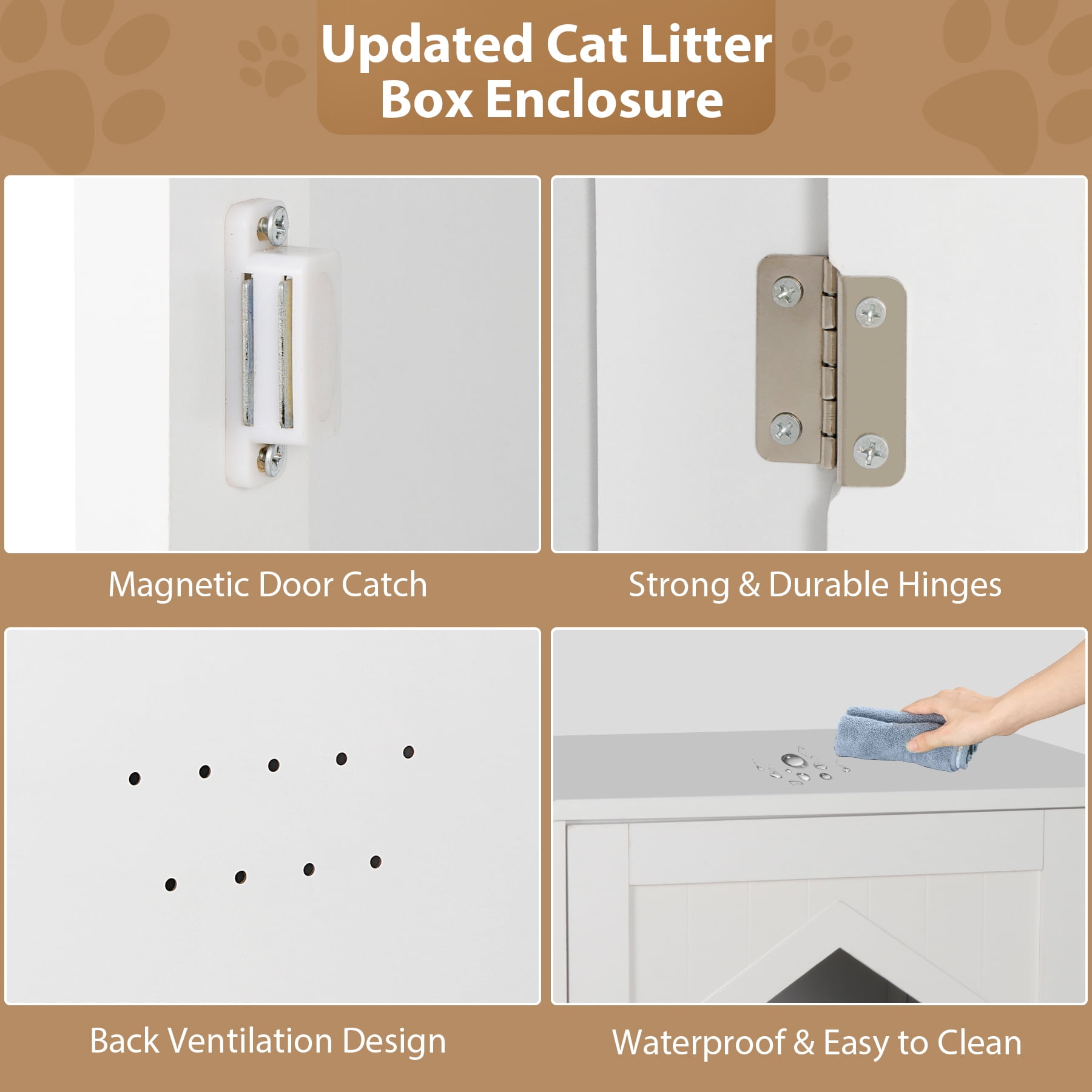 HomGarden 20'' White Cat Washroom Pet House Hidden Litter Box Enclosure & MDF Side Table 18lbs