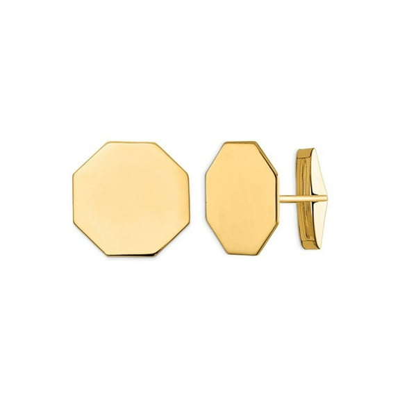 Mens Octagonal Polished Cuff Links in 14K Yellow Gold for Men