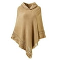 thumbnail image 3 of HBYJLZYG Womens Hooded Shawl Wrap Cape, Crochet Versatile Tassel Irregular Hem Sweater Tops, 3 of 7