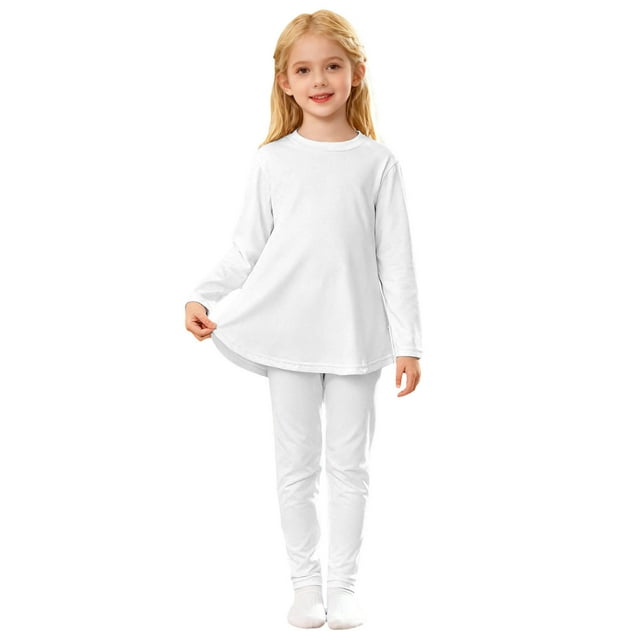 WENXIAOO Ensemble de Pyjama pour Filles 2 Pcs Robe à Manches Longues avec Pantalon Ensemble de Pyjama Décontracté pour Filles Vêtements pour Filles 6-7 Ans