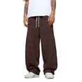 thumbnail image 2 of Men's Wide Leg Sweatpants Baggy Casual Drawstring Waist Joggers Lounge Sweat Pants with Pockets Coffee M, 2 of 6