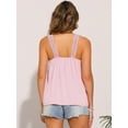 thumbnail image 3 of DARING DIVA Women's Square Neck Sleeveless Panel Lace Ruffles Tank Tops S Pink, 3 of 6