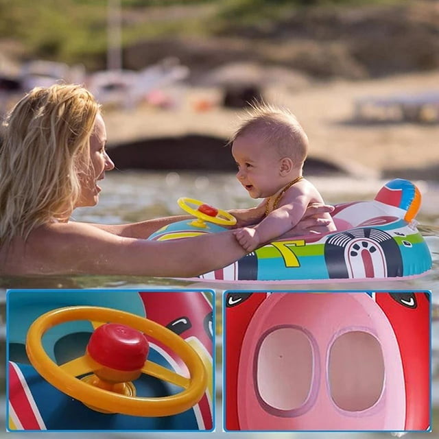 Flotadores de piscina para niños, volante inflable, flotador de agua para niños con asa, anillo de natación para bebés de 1 a 2 años