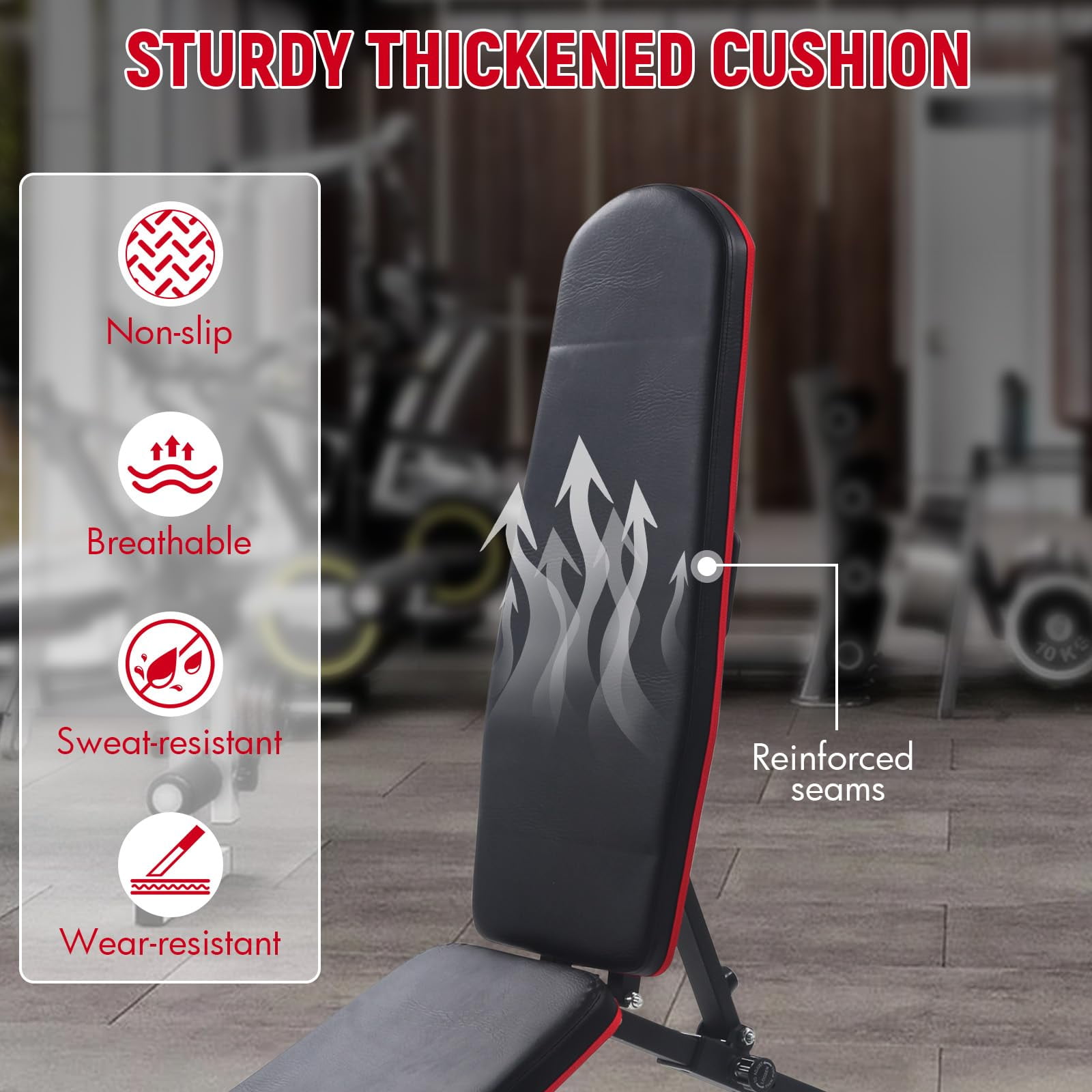 Ataujin Adjustable Weight Bench, Home Gym Equipment Heavy Duty 8-Backrest & 3-Seat Positions, Space-Saving, Full Body Workout Foldable Bench, Square Tube Style
