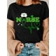 thumbnail image 1 of Women's St. Patrick's Day Nurse T-Shirt - Black with Clover & Stethoscope Print, Casual Crew Neck Short Sleeve Top, Polyester, Machine Washable - Perfect for Spring & Summer, Nurse Shirt Tee For Adul, 1 of 6