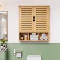 thumbnail image 2 of BAMBOOHOMIE Bathroom Wall Cabinet, Bamboo Over The Toilet Storage Cabinet with Double Door and Adjustable Shelf, Natural, 2 of 7