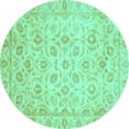thumbnail image 1 of Ahgly Company Indoor Round Oriental Turquoise Blue Traditional Area Rugs, 8' Round, 1 of 4