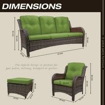Cozywor 5-Piece Wicker Outdoor Patio Conversation Set Green