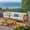 Beige, variant on Noble House Brava Outdoor Modular Sofa and Coffee Table Set Cushions Teak/Red
