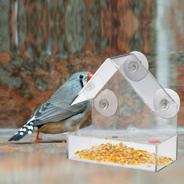 Mangeoires à oiseaux de fenêtre 2 pcs Acrylique …