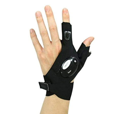 1 pièce gant de pêche de nuit main droite/gauche avec lumière LED maison  sans doigts demi-doigt extérieur gants outils