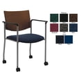 thumbnail image 3 of KFI Studios Evolve Stack Chair with Arms & Casters, Chocolate Wood Back, Black Seat, 3 of 5