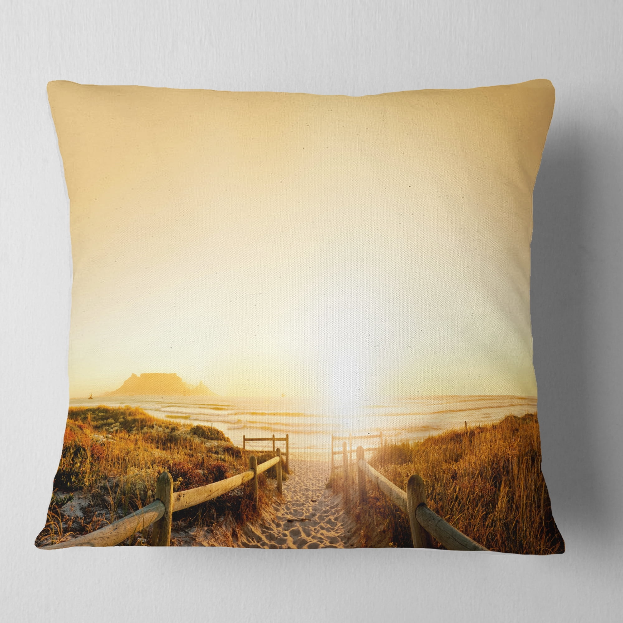 Designart Beach near Cape Town Panorama - Photography Throw Pillow - 16x16