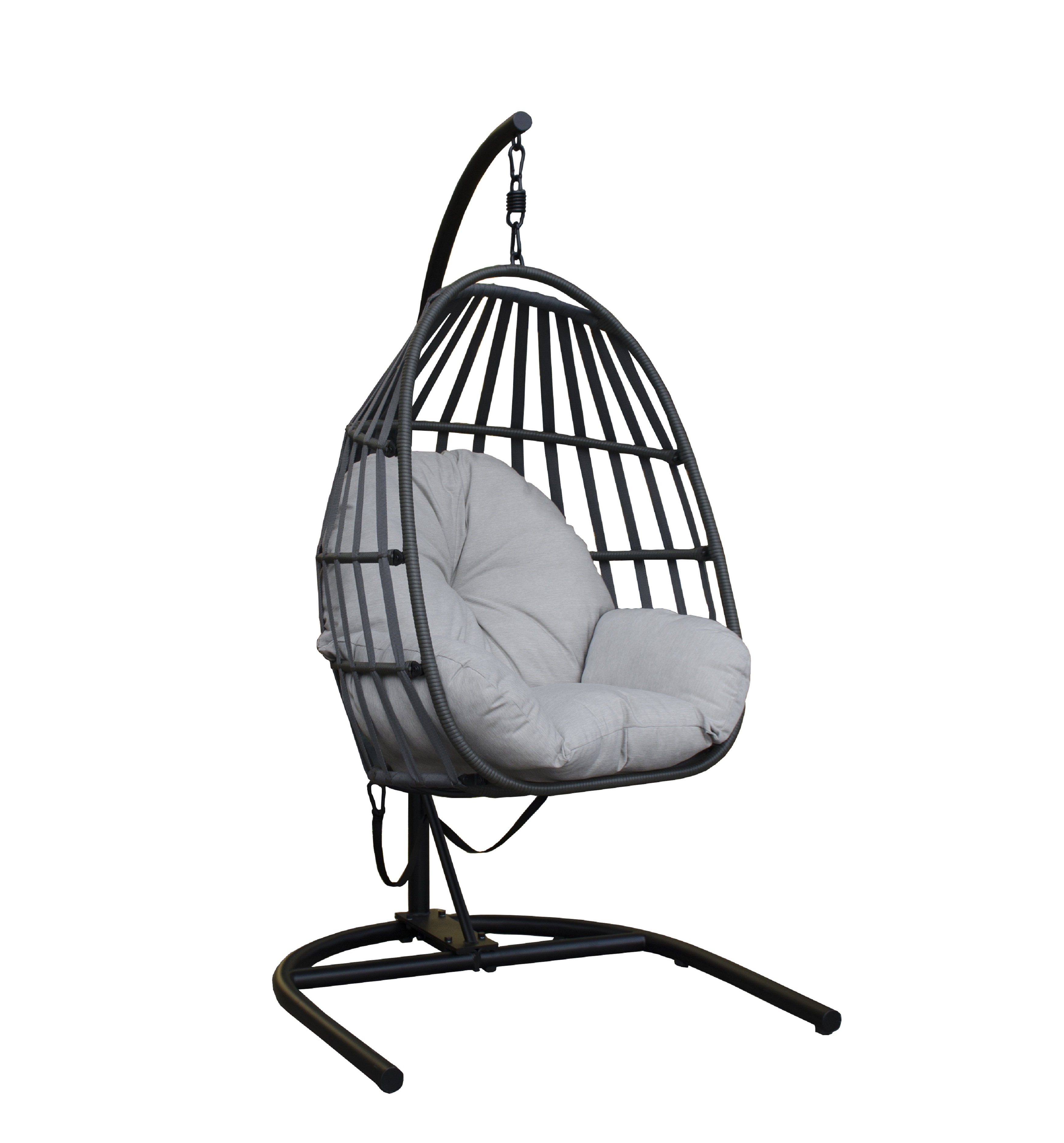 Outdoor/Indoor Wicker Hanging Collapsible Egg Chair with Olefin Cushion