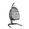 Outdoor/Indoor Wicker Hanging Collapsible Egg Chair with Olefin Cushion