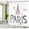 thumbnail image 5 of Ambesonne Eiffel Tower Shower Curtain, Sketchy Hand Drawn, 69"Wx70"L, Pale Pink Dark Grey, 5 of 5