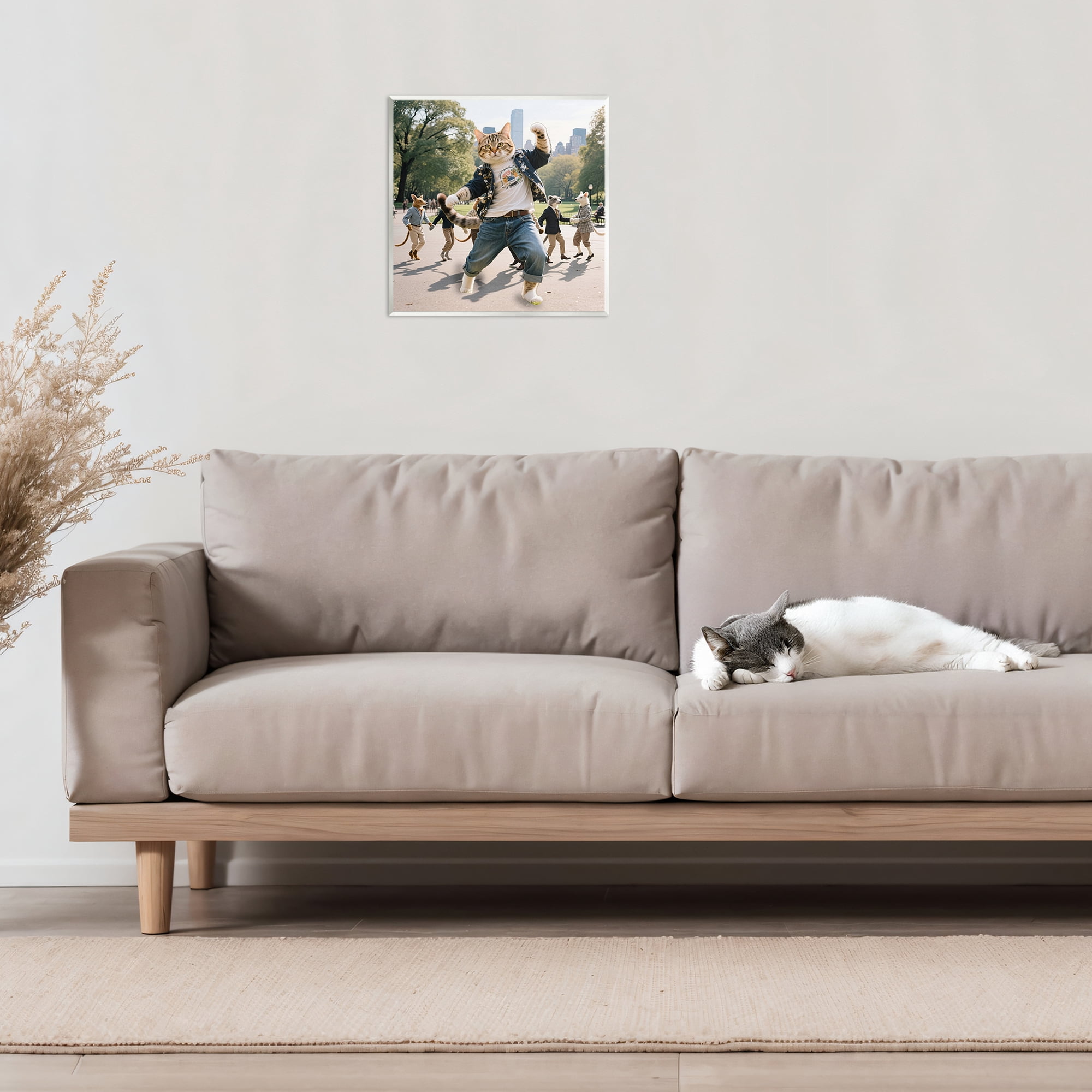 Stupell Industries Stylish Cat Dancing in Park Wall Plaque Art, design by CAD Designs