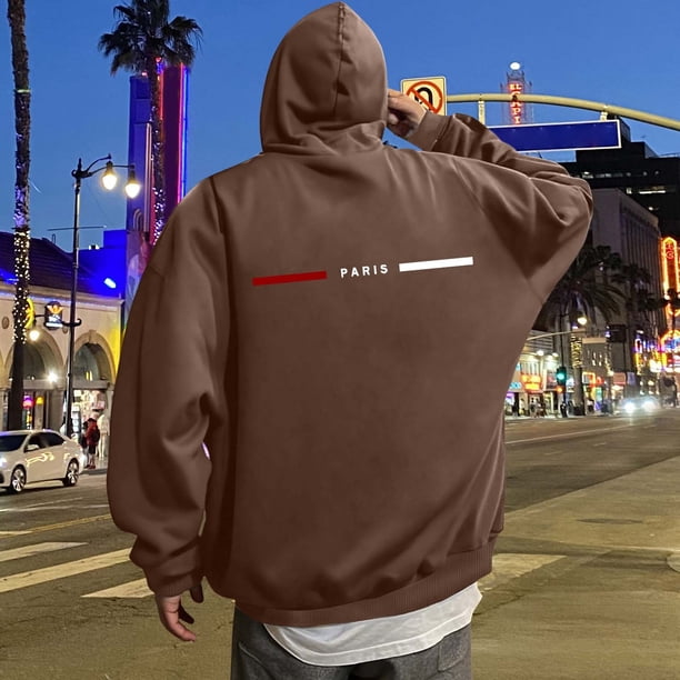 MHFRRA Sudadera con Capucha con Estampado de Letras para Un Uso Diario Cómodo, Ideal para Salidas Informales y Capas Elegantes Marrón