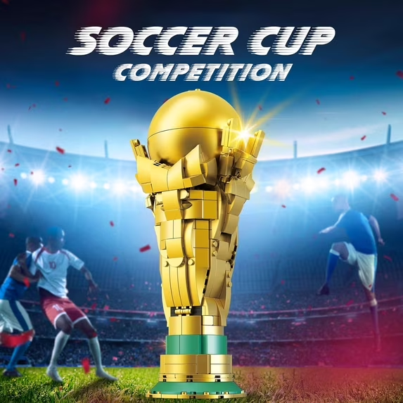 World Soccer Trophy Building Set, Football Award STEM Collection Display Model For Soccer Fans, 446 PCS