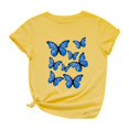 thumbnail image 2 of Hauts d'Été pour Femmes Grande Taille Mode Femmes Imprimé Papillon Manches Courtes Col Rond Hauts Graphiques Fantaisie T-Shirt Col en V Femmes en Liquidation, 2 of 3