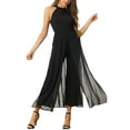 thumbnail image 2 of INSPIRE CHIC Women's Dressy Jumpsuit Halter Neck Sleeveless Elegant Formal Wide-Leg Jumpsuit XS Black, 2 of 6