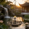 thumbnail image 5 of 2-Tier Cascading Solar Hanging Bird Bath Fountain, 18" Clear Glass Tray with Chains, 2-in-1 Feeder, 5 of 6