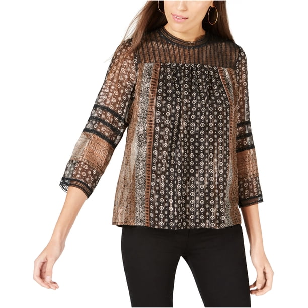 Blusa Mujer Lucky Brand Metálica Transparente Negro Extragrande