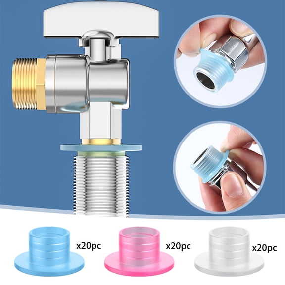 20 Pcs Silicone Gasket Faucet , Four Point Interface Angle , Leakproof Sealing Ring Accessories for Water Supply, Toilet, Sink, White