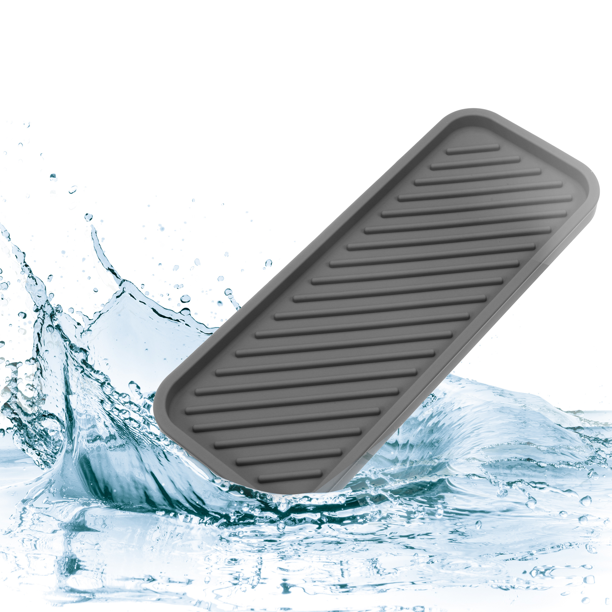 Unique Bargains Soap Dish Keep Soap Dry for Home Bathroom Kitchen Silicone Gray 22.8x9cm