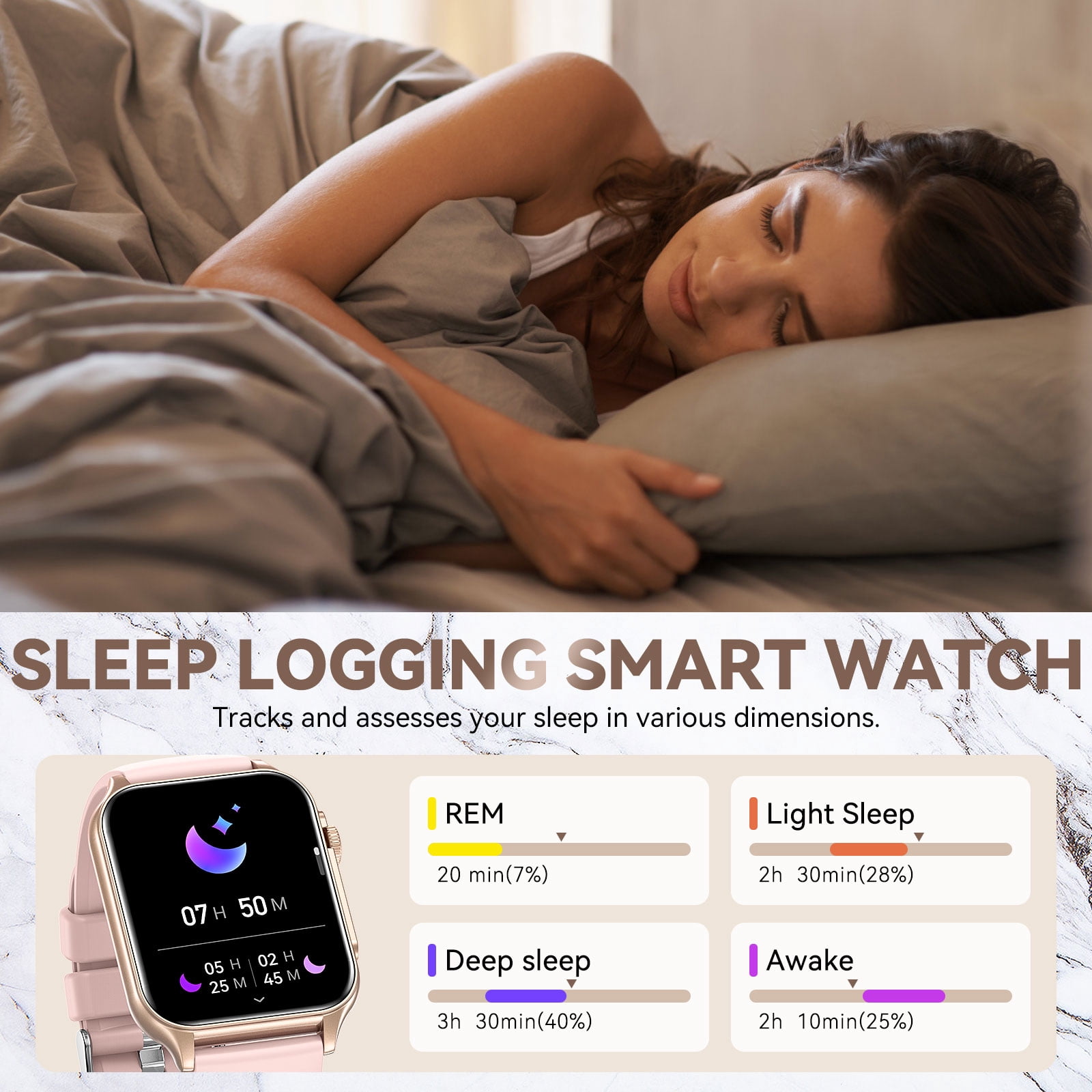 XAXRE Smart Watches for Men Women(Answer/Dial Calls) with LED Flashlight, 1.96'' Big Screen IP67 Waterproof Fitness Tracker, 100+ Sports Modes Smartwatch for iOS Android
