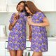 thumbnail image 4 of Easygdp Pugs and Flowers Camisón de manga corta para mujer, informal, estampado, 4 of 6