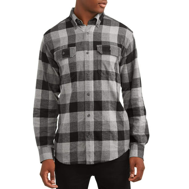 George Men's and Big & Tall Long Sleeve Flannel Shirt, up to size 3XLT ...