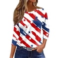 thumbnail image 2 of 250 Anniversary Usa Shirt Women 250th Anniversary Shirt Usa Flag Graphic Print 3/4 Length Sleeve Womens Tops Summer Casual Patriotic Tees for Celebrate 250th Anniversary Of America, 2 of 4