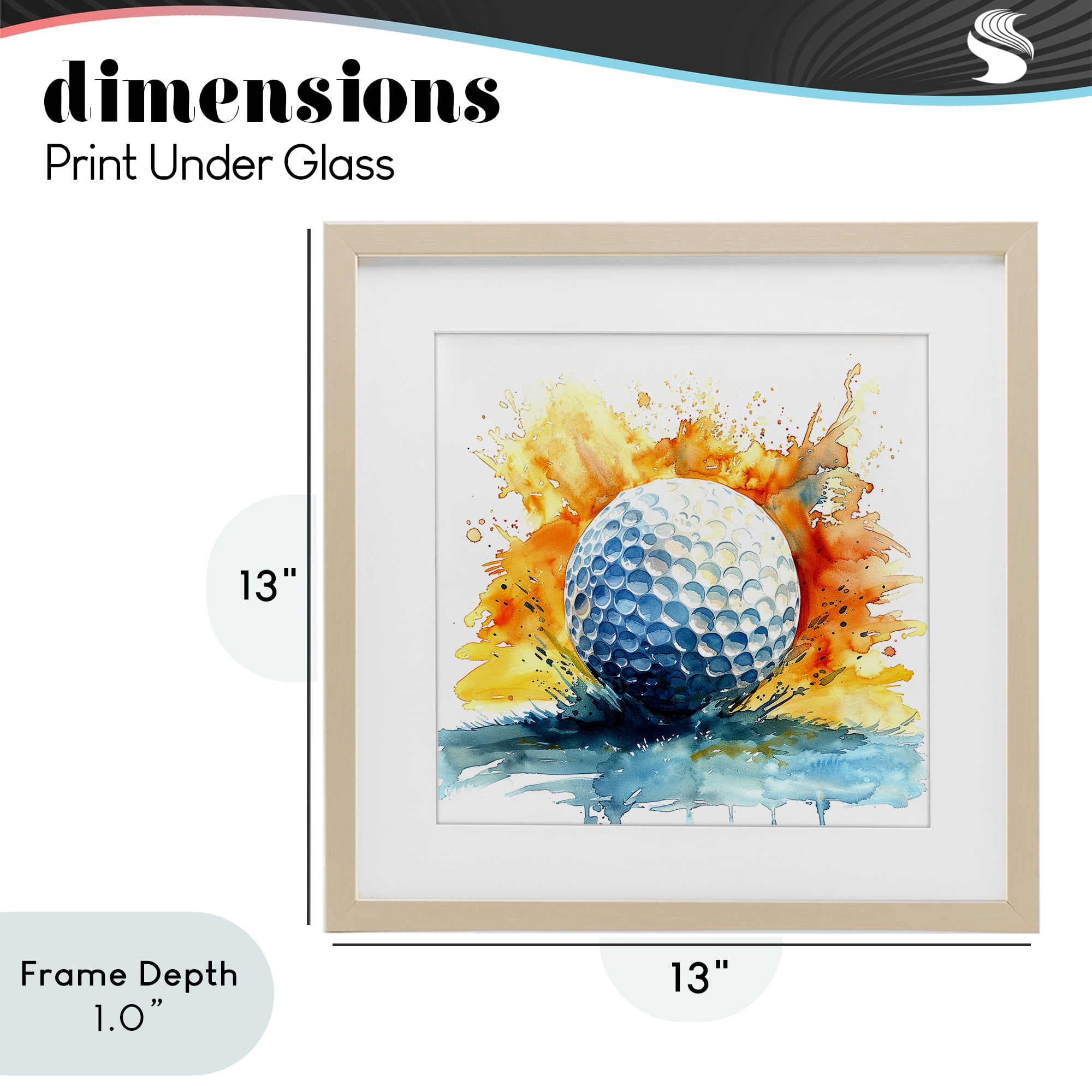 Stupell Industries Golf Splash Watercolor Burst Birch Framed Print Under Glass, design by LSR Design Studio