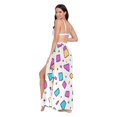 thumbnail image 3 of FORMRS Womens Long Sarong Beach Wrap Semi-Sheer Bikini Skirt Bathing Swimsuit Cover Up, Beige Retro Pattern, 3 of 7