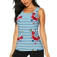 thumbnail image 3 of Goofa Red Funny Crab on Blue Stripe Printed Womens Workout Tops for Women Sleeveless Yoga Shirts Athletic Running Tank Tops Sleeveless Gym Clothes Workout Apparel-Large, 3 of 9