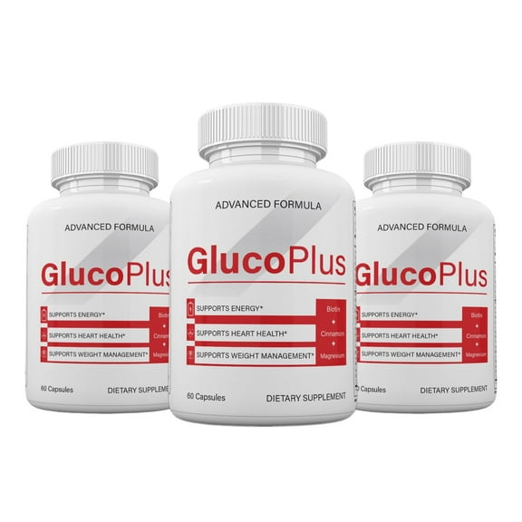 (3 Pack) Official Gluco Plus Capsules, Gluco Plus Blood Balance Premium Formula - 180 Count