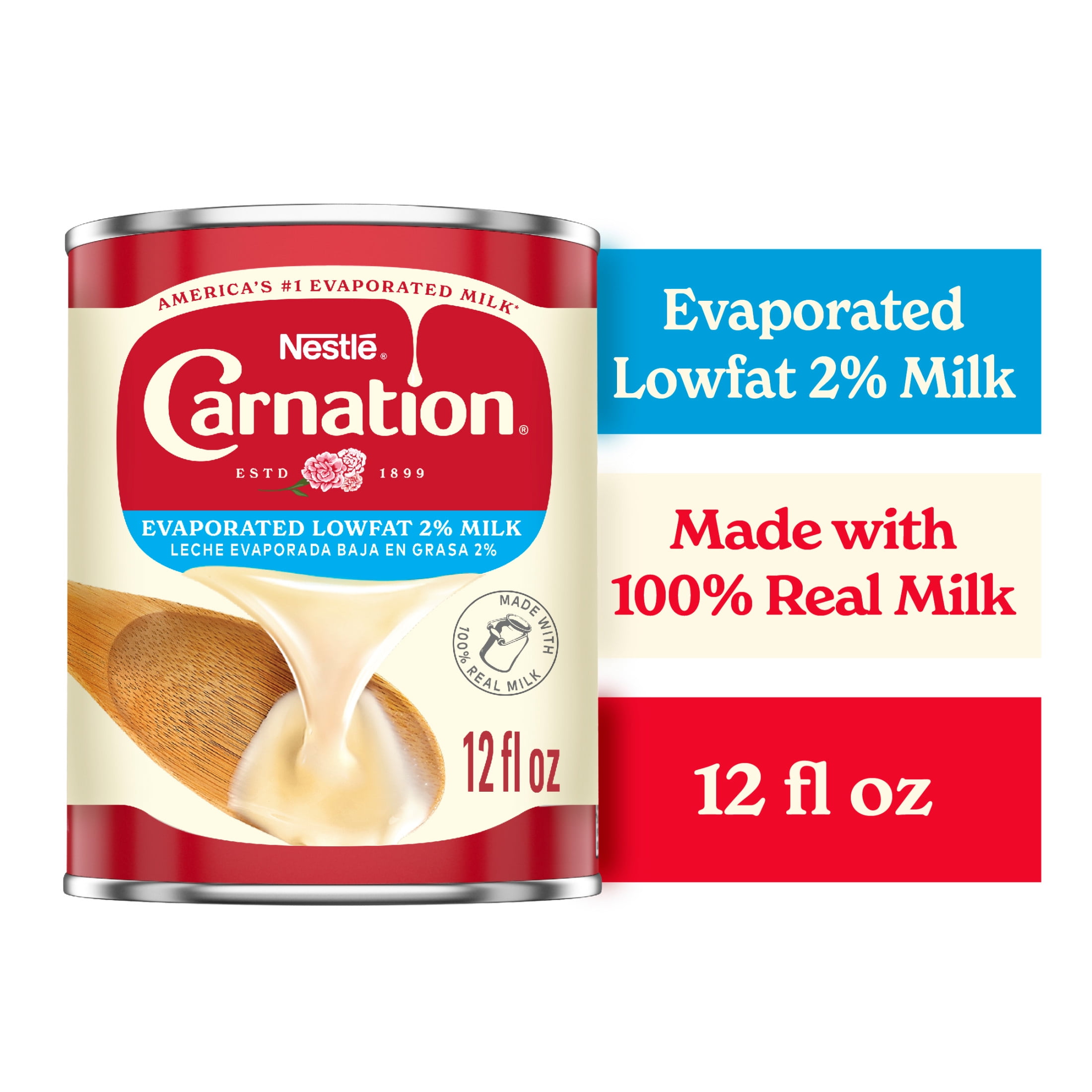 (24 pack) Carnation Evaporated Lowfat 2% Milk, Vitamin D Added, Evaporated Milk Canned, 12 fl. oz. Can