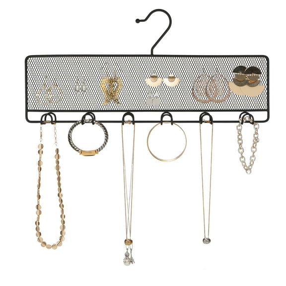 Simplify 12 Hook Jewelry Organizer Hanger in Black Steel